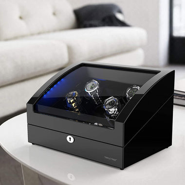 Watch Winder for 4 Automatic Watches, with Extra 6 Watch Storages
