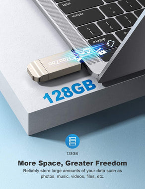 iPhone Flash Drive 3 in 1, HooToo 128GB MFi Certified Photo Stick, USB 3.1 USB C Flash
