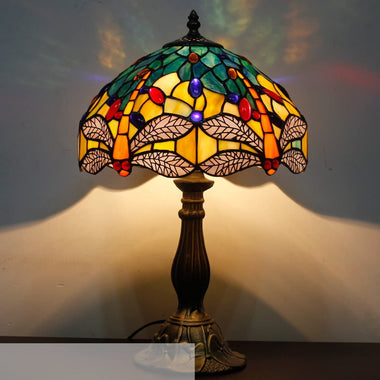 Tiffany (LED Bulb Included) Stained Glass Crystal Lamp