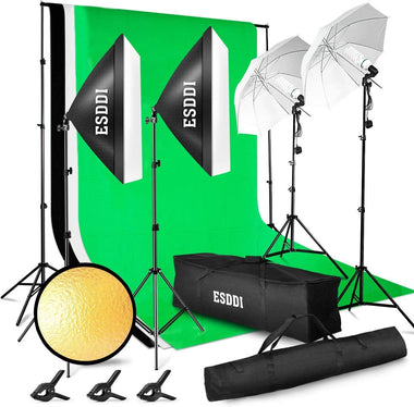 ESDDI Lighting Kit Adjustable Max Size 2.6Mx3M Background Support System 3 Color