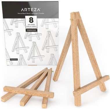 Arteza Mini Wood Display Easel, 8 Inch, Pack of 8, Ideal for Displaying Small Canvases -8" Pack of 8