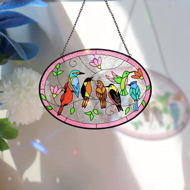 Birds On A Branch Stained Glass Ornament