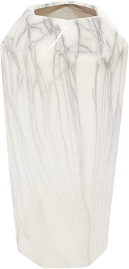 Deco 79 Geometrically-Shaped Marbled Ceramic Vase