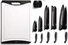EatNeat 12-Piece Kitchen Knife Set - 5 Black Stainless Steel Knives