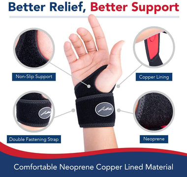 Doctor Developed Copper Wrist Brace / Carpal Tunnel Wrist Brace