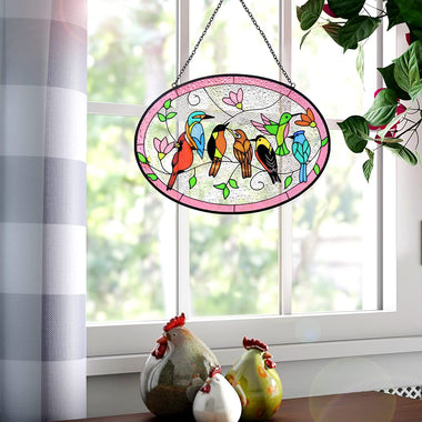 Birds On A Branch Stained Glass Ornament