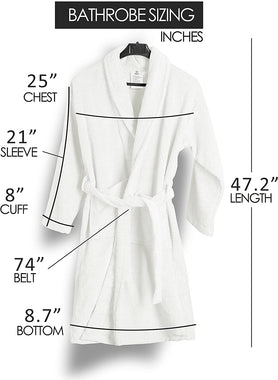 Unisex Terry Luxury Bathrobe - One Size Fits for All Cotton Terry Shawl