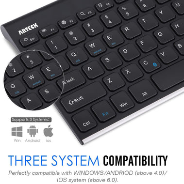 Bluetooth Keyboard, Arteck Stainless Steel Universal Portable Wireless Bluetooth