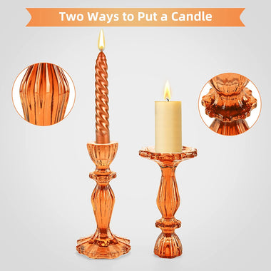 Glass Candle Holders 2PCS Pillar