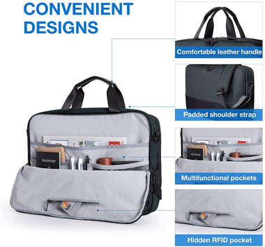 15.6 Inch Laptop Shoulder Bag Briefcase Office Bag for Men Women