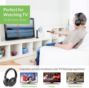 Opera Wireless Headphones for TV Watching w/Transmitter Charging Dock