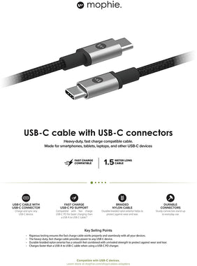 Mophie Fast Charge USB-C 3.1 to USB-C 3.1 Cable