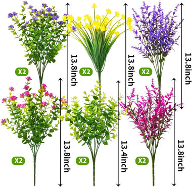 12 Bundles Outdoor Artificial Fake Flowers Decoration