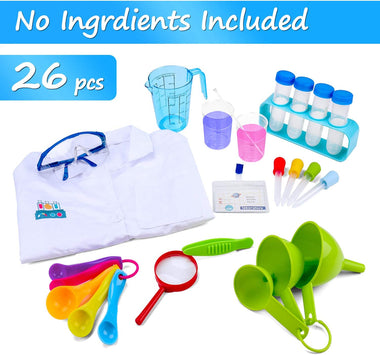 Kids Science Experiments Kit with Lab Coat Toys 26 PCS Scientist