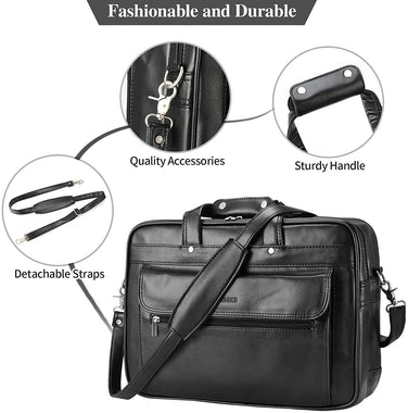 PU Leather Briefcase for Men, 15.6" Laptop Bag Business Travel Messenger Bag