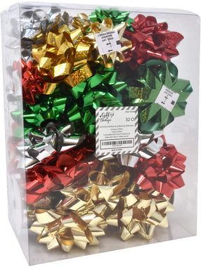 30 Christmas Self Adhesive Gift Bows and 8 Rolls of Christmas Curling Ribbons
