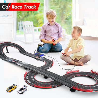 Slot Car Race Track Sets for Boys Include Counter and 4 Toy Cars