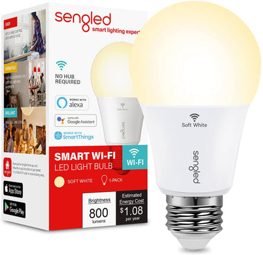 Sengled Alexa Light Bulb, WiFi Light Bulbs No Hub Required - A19 Soft White 1 Pack