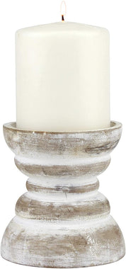 Stonebriar Antique White  Pillar Candle Holder