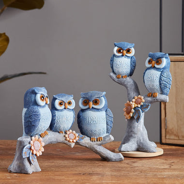 FJS Owl Statue for Home Decor Accents Living Room