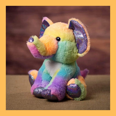 LUVMUFFINS Stuffed Elephant- I Luv You Tons | Super Soft Rainbow Colored