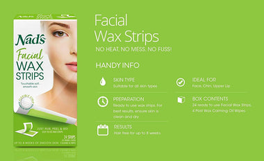 Facial Wax Strips, Fragrance free, 48 Count (Pack of 2)