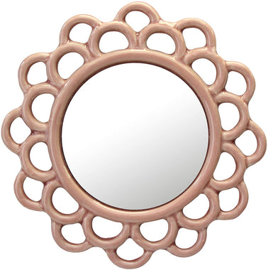 Decorative Round Ivory Cutout Ceramic Mirror