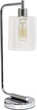 Simple Designs LD1036-BLK, Black Bronson Antique Style Industrial Iron Lantern Glass Shade