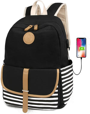 School Backpacks for Women Teen Girls with USB Charging Port and Backpack Rain Cover Lightweight