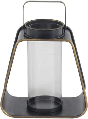Metal and Glass Trapezoidal Candle Lantern