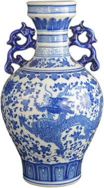 Classic Blue and White Dragon Porcelain Vase