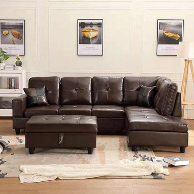 STARTO pu 2022 New Faux Leather Sectional Sofa with Tufted Cushions