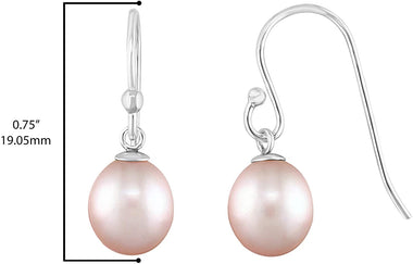 Teardrop Shaped Freshwater Cultured Pearl French Wire Dangling Drop Earrings