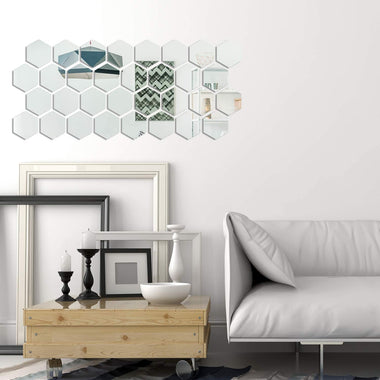 32 Pieces Removable Acrylic Mirror Setting Wall Sticker Decal for Home (10 x 8.6 x 5 cm)
