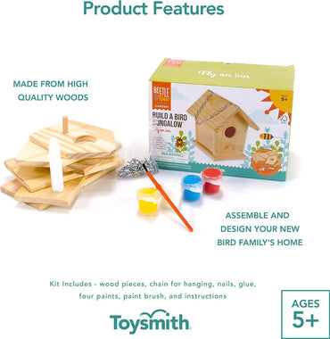 Toysmith Beetle & Bee, Build A Bird Bungalow DIY Kids
