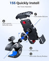 Sanosan One-Push Motorcycle Phone Mount, 1 Second Automatically Lock & Release