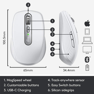 MX Anywhere 3 for Mac Compact Performance Mouse,Wireless, Comfortable