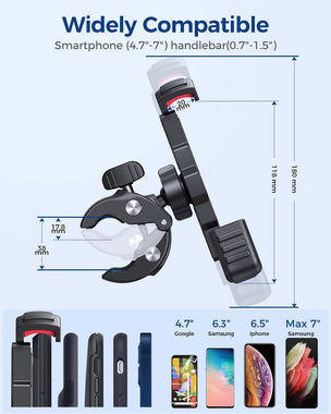 Sanosan One-Push Motorcycle Phone Mount, 1 Second Automatically Lock & Release