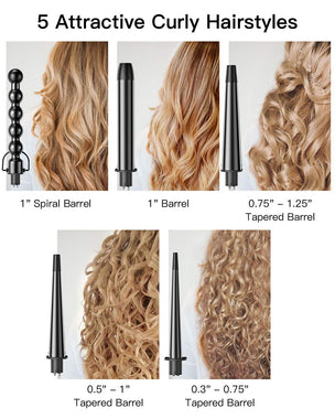 BESTOPE Curling Iron 5 in 1 Curling Wand Set with 5 Interchangeable