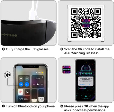 DR.PREPARE LED Glasses, Customizable Bluetooth LED Glowing Glasses for Parties with Text