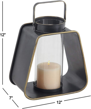 Metal and Glass Trapezoidal Candle Lantern