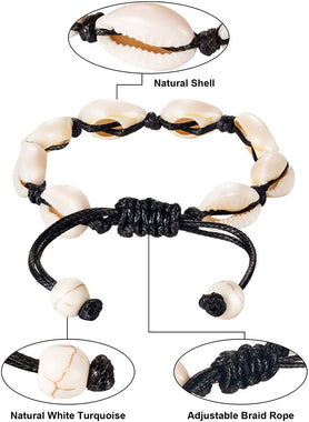 meekoo 2 Pieces Natural Shell Anklet Bracelet Handmade Beach Foot
