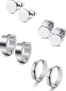 Jstyle 4 Pairs Stainless Steel Stud Earrings