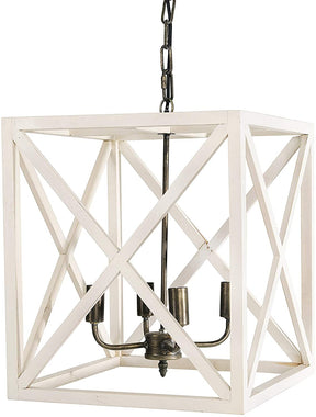 Square Wood and Metal Chandelier