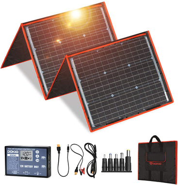 DOKIO 160W 18V Portable Solar Panel Kit (ONLY 9lb) Folding Solar Charger