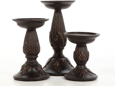 Set of 3 Resin Pillar Candle Holders