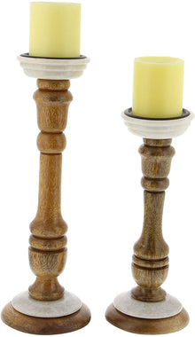 Mango Pedestal Candle Holders (Set of 2)