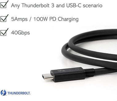 Plugable Thunderbolt 3 Cable 40Gbps Supports 60W Charging