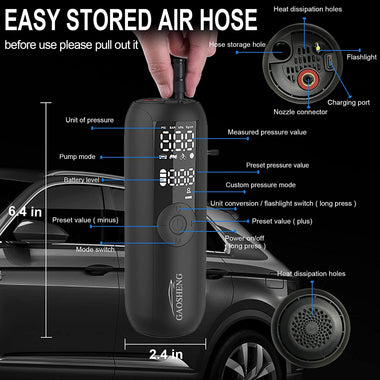 GAOSHENG Portable Air Compressor 150 psi Mini Electric Tire Inflator Air Pump for Car
