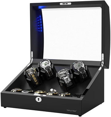 Watch Winder for 4 Automatic Watches, with Extra 6 Watch Storages